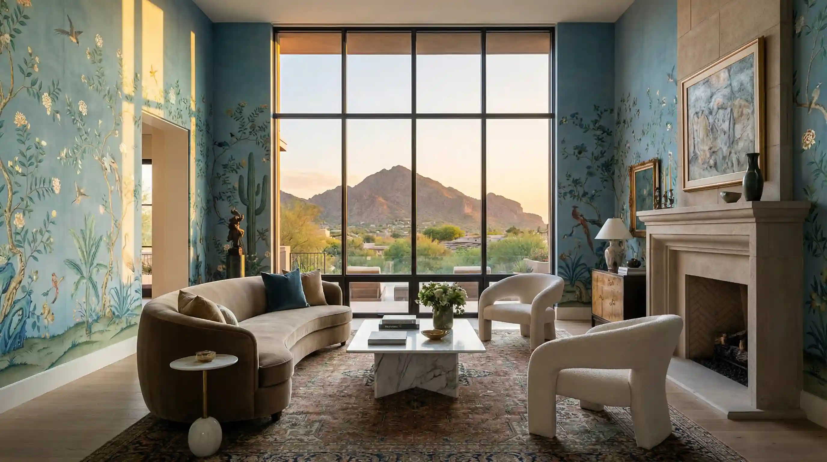 Luxury wallpaper installation by Daniel Serrano in a Bay Area bedroom